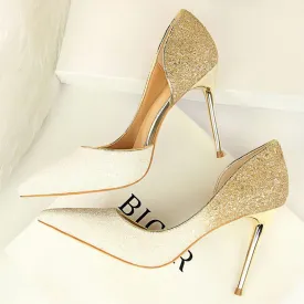 Amozae-2024 Woman 9cm Glitter High Heels Sequins Scarpins Pumps Female Silver Gold Escarpins Lady Wedding Bridal Scarpins Talons Shoes