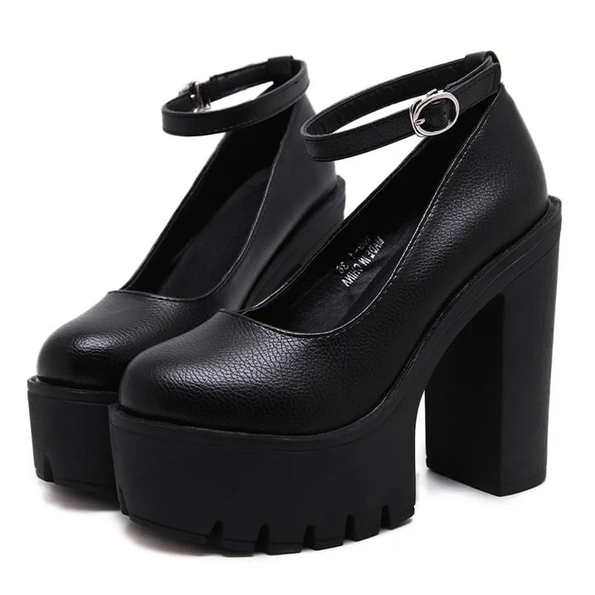 Amozae-Back to school outfit     New Spring Autumn Casual High-Heeled Shoes   Ruslana Korshunova Thick Heels Platform Pumps Black White Size 42