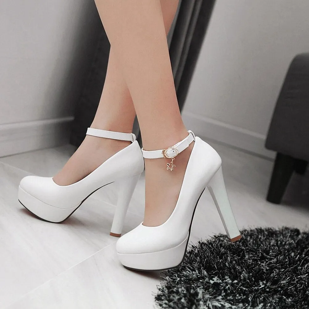 Amozae- Sarairis 2024 Large Size 32-43 High Heels Party Wedding Office Ladies Pumps Shoes Platform Ankle-Strap Shoes Women