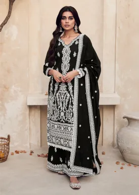 Beautiful Black Festive Embroidered Palazzo Salwar Suit