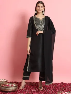 Black Designer Readymade Pant Suit With Embroidery Sequence Work