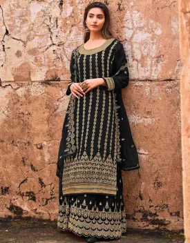 Black Dola Jacquard Lehenga Salwar Suits