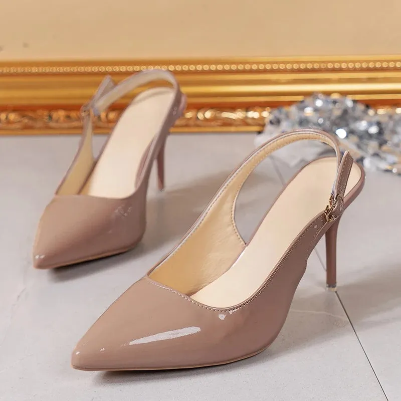 Classic Pointed Toe High Heels Buckle Strap