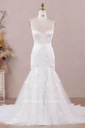 Elegant Lace Sweetheart Neck Mermaid Spring Wedding Dress