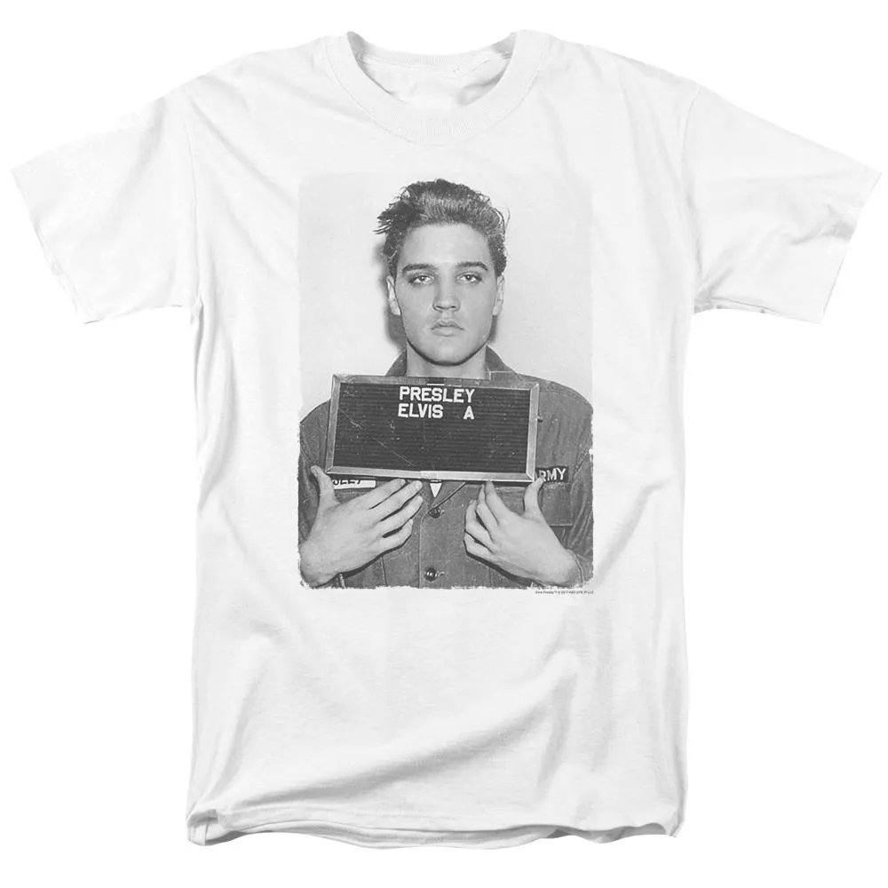 Elvis Presley Army Mug Shot Mens T Shirt White