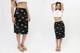 Floral Embroidered Silk Skirt