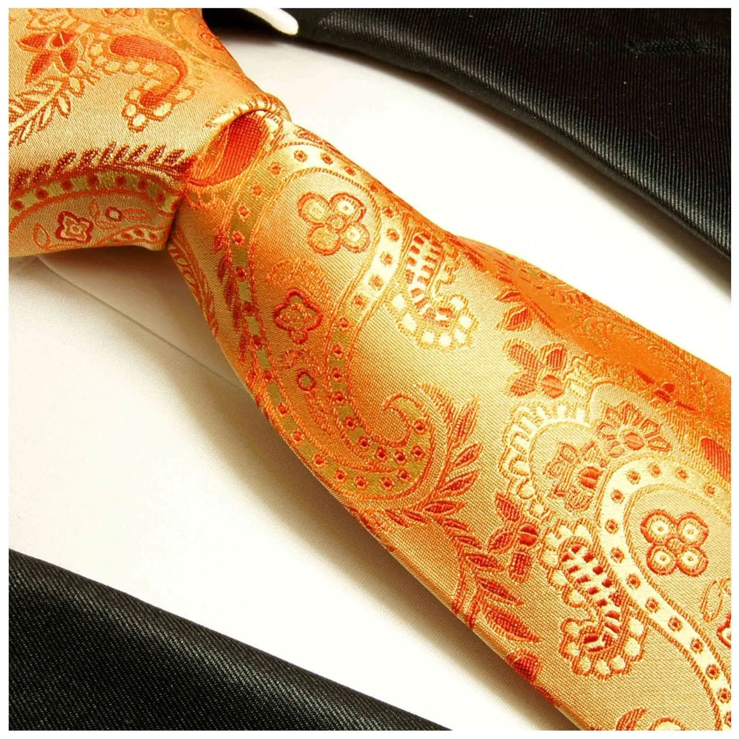 Formal Orange Paisley Silk Necktie