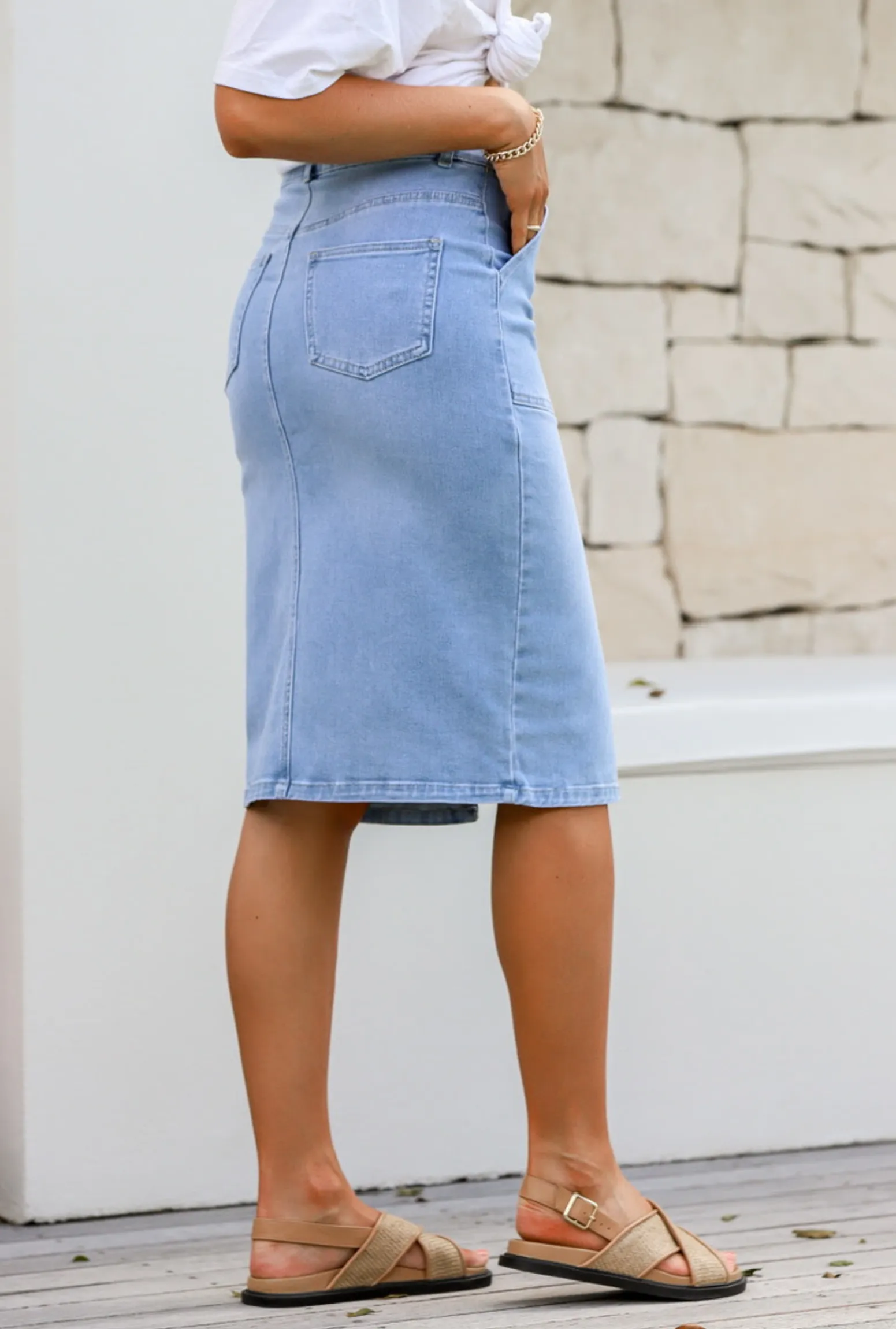 Frankie Denim Skirt - Light Blue Denim