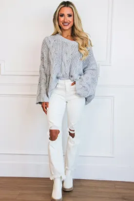 Frannie Chunky Knit Sweater: Gray