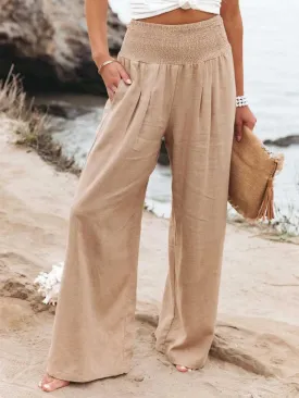 Full Size Smocked Waist Wide Leg Pants  Chic Comfortable Versatile Style