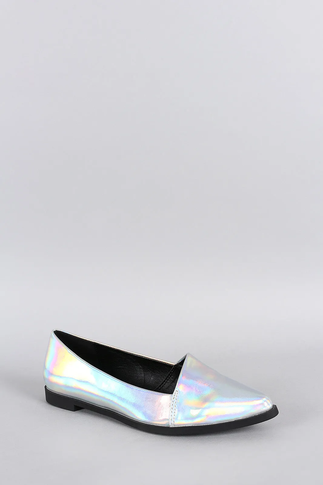 Hologram Asymmetrical Pointy Toe Loafer Flat