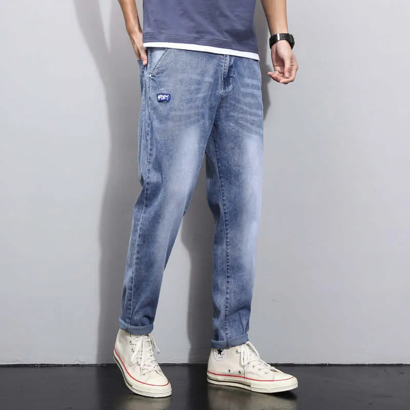 Jeans fashion trend 2021 spring new casual pine straight harlan men's trousers