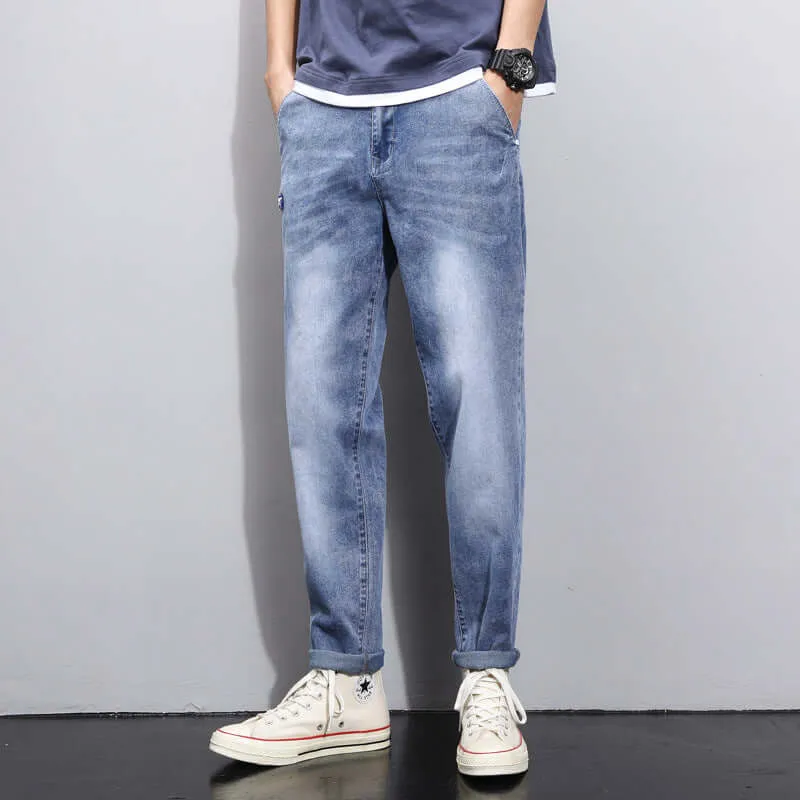 Jeans fashion trend 2021 spring new casual pine straight harlan men's trousers