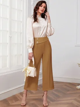 Modely Button Detail Cropped Wide Leg Pants