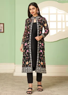 Pant Style Sassy Black Party Wear Jacket Style Salwar Suit