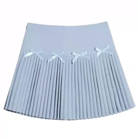 Playful Bows Pleated Mini Skirt