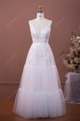 Romantic Lace Ethereal Sleeveless Floor Length Wedding Dress