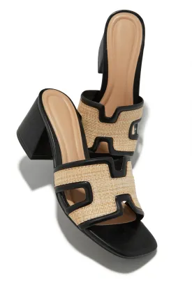 Roxanne Block Mid Heel Mules - Black