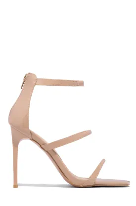 Tessie Triple Strap High Heels - Nude