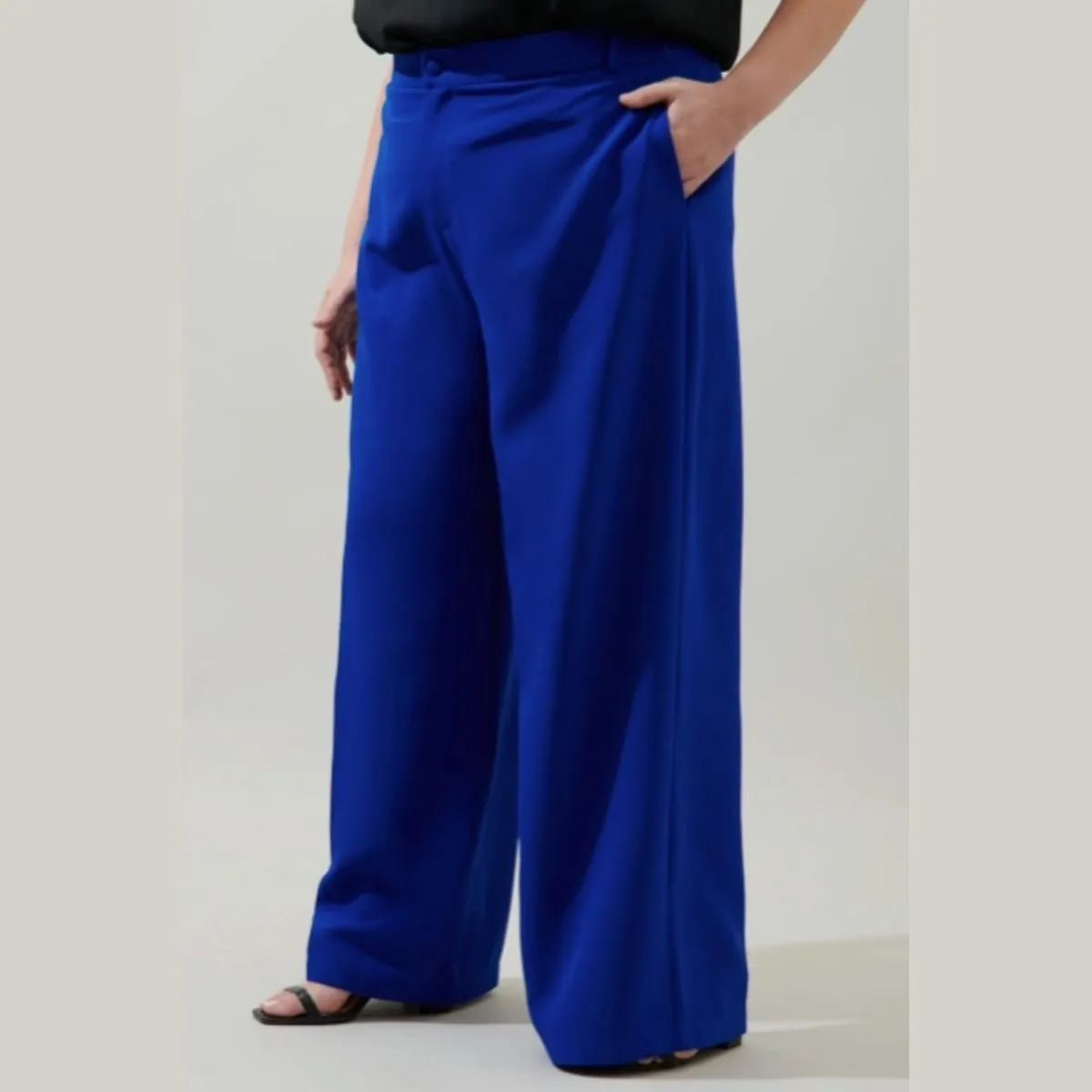 Wide Leg Pants - Cobalt Blue - Sizes 3XL-XL